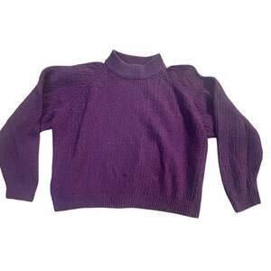BEST Purple Silk Angora Blend Ribbed Mock Neck Sweater Women’s L Soft Knit